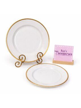 H&C Heinrich Bavaria Germany HC48 Gold Trim White Dinner & Salad Plates Set 2